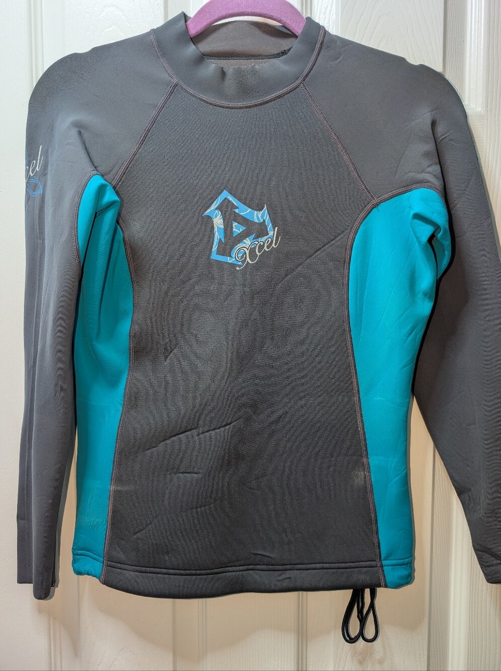 Women's Long Sleeve Teal & Charcoal Swim Top